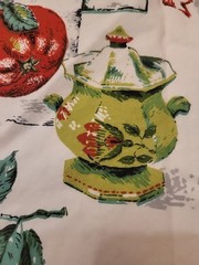 VINTAGE Lovely Vat Screen Print Pantry Cotton Home Decor Fabric