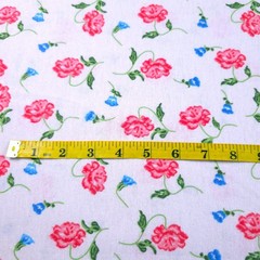 Red Blue Peone Print Cotton Flannel Fabric 45″ By Yard Floral Blanket Fabric