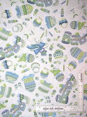 Baby Boy Nursery Fabric By The Yard Blue Rattle Jumper Toss Cotton by QT