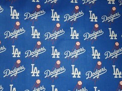 MLB Los Angeles LA Dodgers Blue Logo Baseball Cotton Fabric 1/4 Yard 9” X 58”