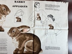 Vintage Brown Rabbit Bunny Appliqué Cut And Sew 12” And 9”