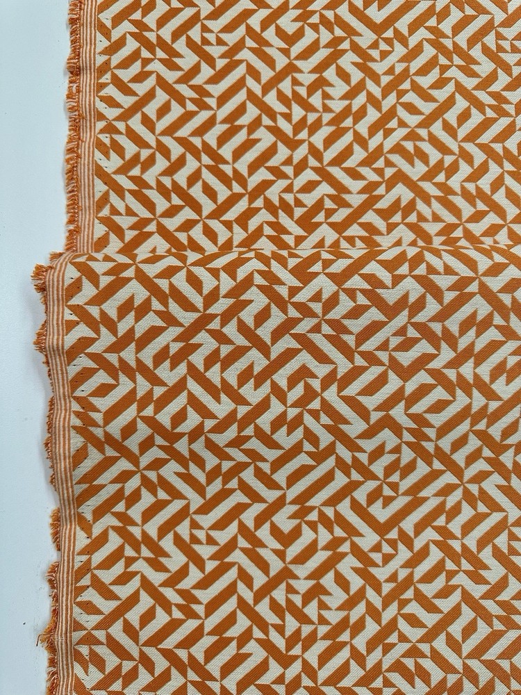 Knoll Eclat Weave in Tangerine, 7y20in,Modern,W/Nano-Tex, By Anni Albers In 1974
