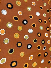 Retro Circle Pattern Fabric by Cranston 1/2 yard x 44″ Cotton Brown Orange Green