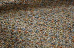 View Aura Pastel Peach Blue Tan Tweed Regal Upholstery Fabric