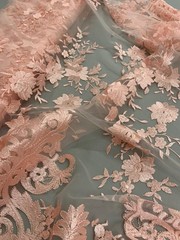 Teagan BLUSH PINK Damask Design Embroidered on Mesh Lace Fabric by the Yard – 1