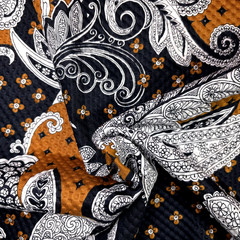 Seersucker Paisley by APSCO Fabrics Black,White &Brown