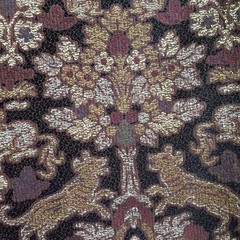 Vtg Unicorn Brocade Tapestry Fabric Animals Floral Maroons Gold 4.25 Yards 54” W