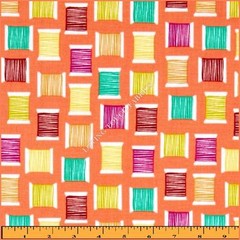 MICHAEL MILLER “COOL SPOOLS” SEWING THEME THREAD COTTON FABRIC 1/2 YD 18″X44″