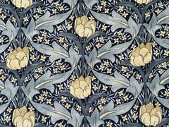 GP & J BAKER CURTAIN FABRIC DESIGN Tulip & Jasmine 5.9 METRES INDIGO/IVORY