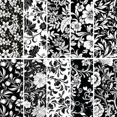 18″ x 22″ Fat Quarters Quilting Cotton Fabric Bundles for Sewing, 10 PCS Black&W