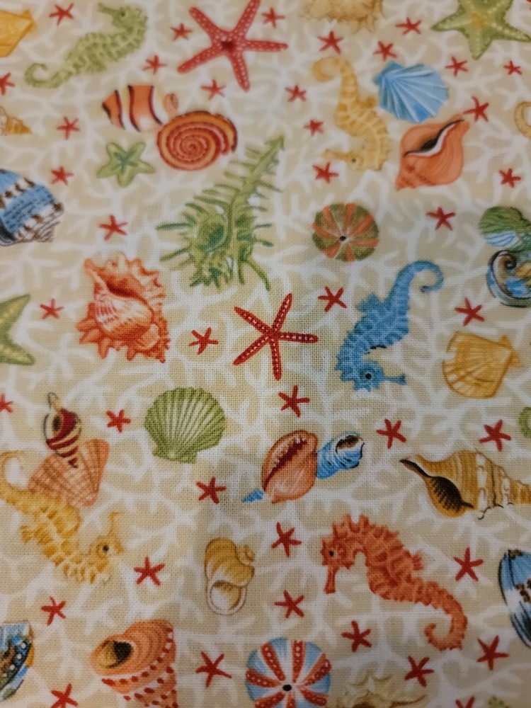 Cotton fabric 965 Sea Hirses The Hrnley Studio Makower UK 1yd 15 inches