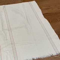 Vintage Linen Grain/Feed Sack Fabric Green Red Stripe 31×36