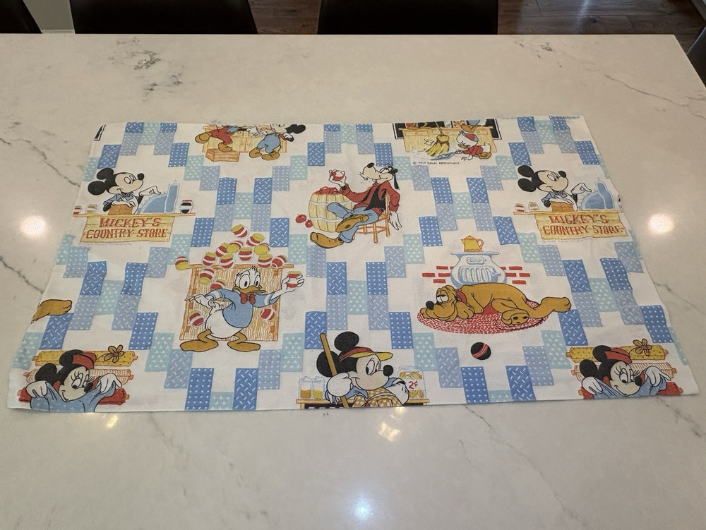 Vintage Walt Disney Productions Mickey’s Country Store Pillowcase Gingham Fab 5