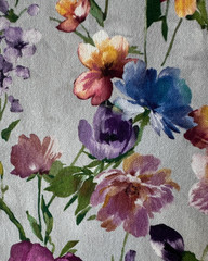 Clarke & Clarke Wild Meadow Damson Designer Fabric Remnant 24″x34″