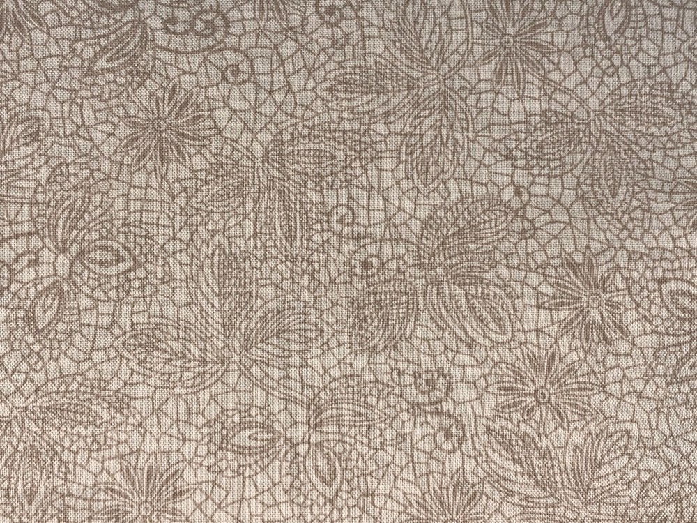 1/2 Yd Vintage Tan Cream Brown Floral Tone on Tone Fabric by Classic Cottons