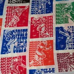 Vintage NFL Football Fabric Colorful Retro Craft Sewing Packers Patriots Saints