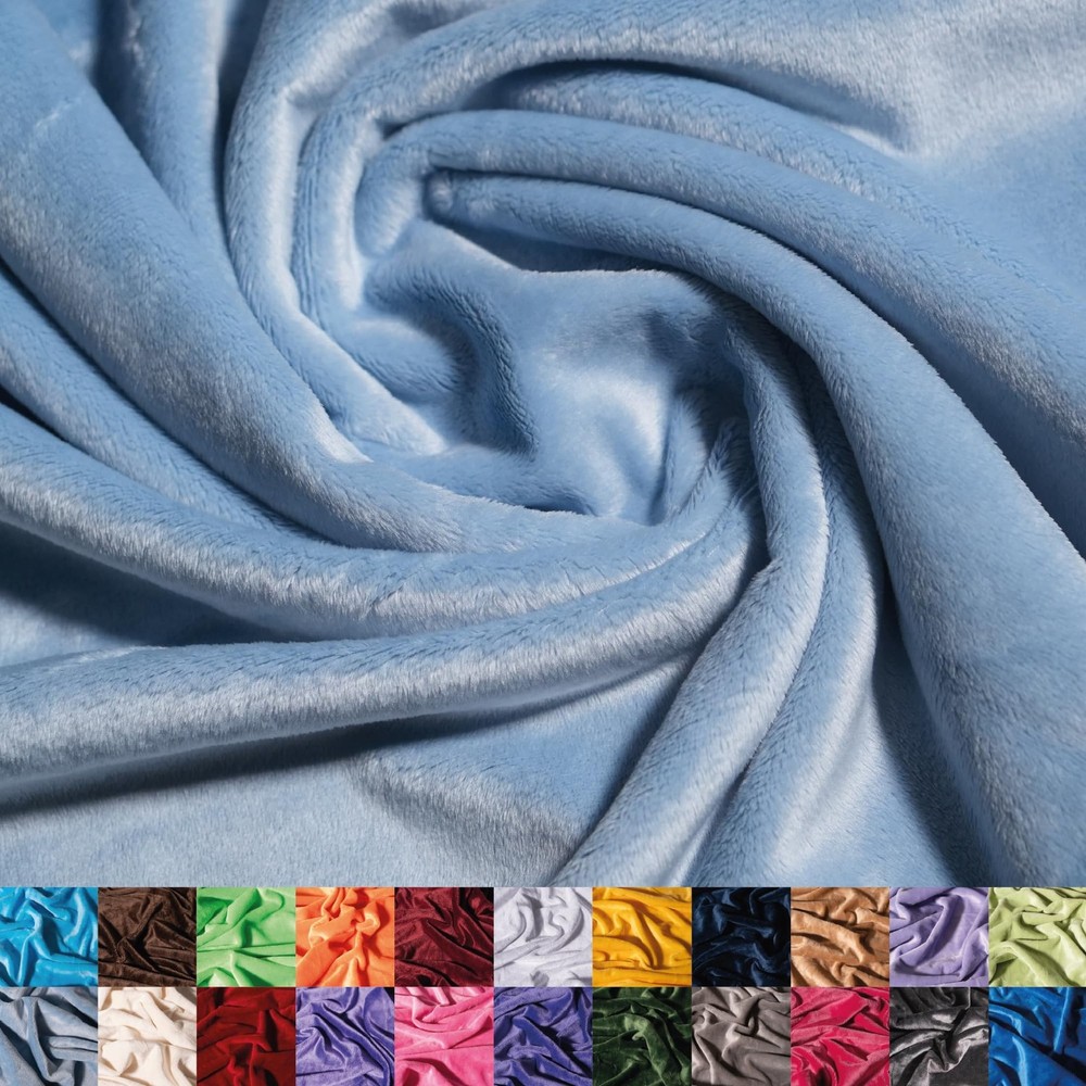 Ice Fabrics Solid Minky Fabric by The Yard – Soft, Smooth 1 Yard, Light Blue