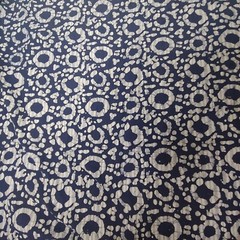 Batik Fabric Blue Gray Circles Striped Print Hippie Boho Indian 3.5 Yards x45″