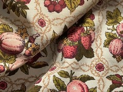 Vintage Fabric Scraps For Sewing Crafts Journal Fruit Pear Grape Strawberry