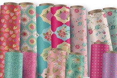 Calico Cowgirls Wildflowers Teal Fabric Poppie Cotton By the Half Yd Cont Cut