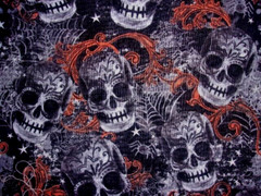 GOTHIC SKULLS SPIDERS AND SPIDER WEBS AND STARS COTTON FABRIC 32″X44″ 7/8 YD
