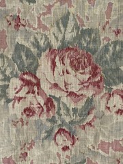 VTG SHABBY FADED PINK ROSE FLORAL COTTON FABRIC 35×171 45Y G2U