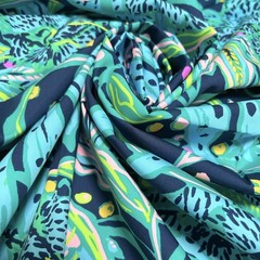 Lilly Pulitzer Cotton Poplin Fabric Low Tide Navy Catty Purrsonality 36″ X 57″
