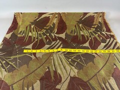 1+ yd Tropical Palm Banana Leaves Upholstery Fabric Golden Brown Tapestry Like