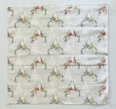 Hobby Lobby Fabric Floral Deer Antlers Skulls on White 1 Yard plus 22” x 44”