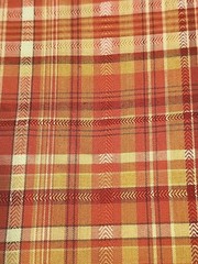 Red Ivory Tan Green Plaid Homespun Fabric 3.5 Yards X 57″