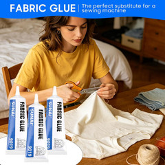 Fabric Glue, Permanent Fabric Adhesive, No Sew, Washable, Flexible, Clear