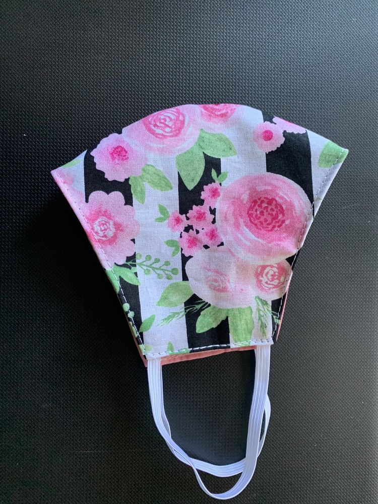 Face Mask triple Layer Handmade Washable Cloth Pink Rose