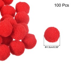 Pom Felt Balls Fabric 1.5cm 15mm Red for Craft Project DIY 100 Pcs