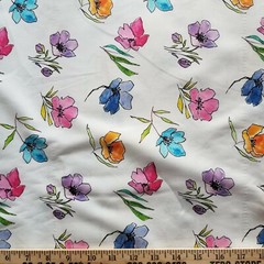 Colorful Scattered Flowers on Cotton Lawn Shirting – Soft and Light! So Cute!