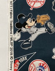 MLB 2018 NEW YORK YANKEES NYY MICKEY MOUSE, 1/4 yard (9”x44”) 100% Cotton Fabric