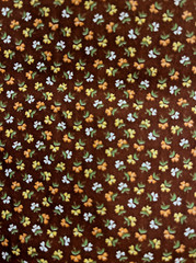 VTG Cranston Ditzy CALICO Brown Orange White &Yellow Florals Cottagecore BTFQ