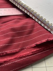Vtg Burgundy Red Pink Pinstripe Fabric Cotton Poly Blend Quilting 1 2/3 Y F59