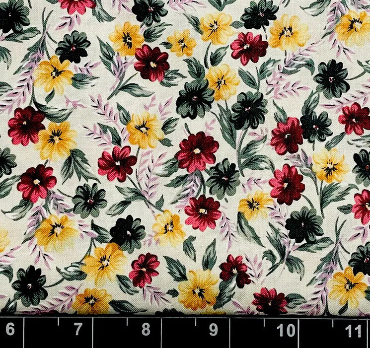 Tina Scrap 9″x21” Daisy Flowers Packed Garden Bouquet Floral Small FABRIC COTTON