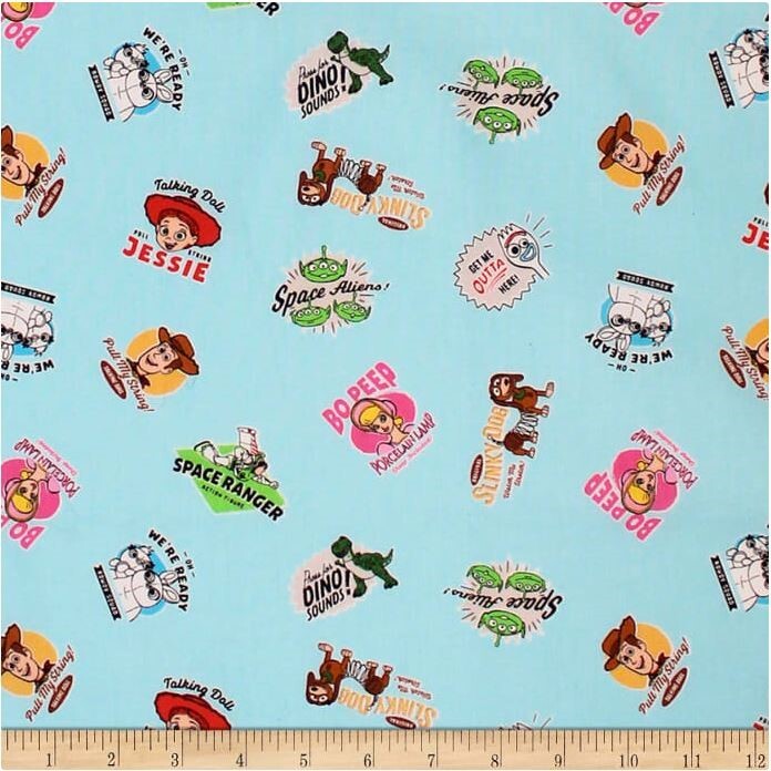 15 Inches Disney Toy Story Sheriff Woody Bo Beep Space Aliens blue Cotton Fabric