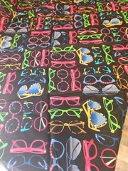 27×30 Piece 100 Cotton Black With Neon Sunshades Pink Green Blue Quilting sewing