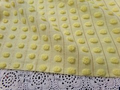 Golden Yellow Pops Vtg Chenille Bedspread Fabric Popcorn Sewing Material 18×24″