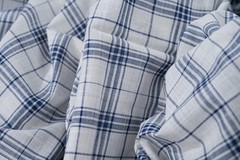Luxury 100% Linen Shirt Fabric White Blue Check 130g 2m For Bespoke Shirt Italy