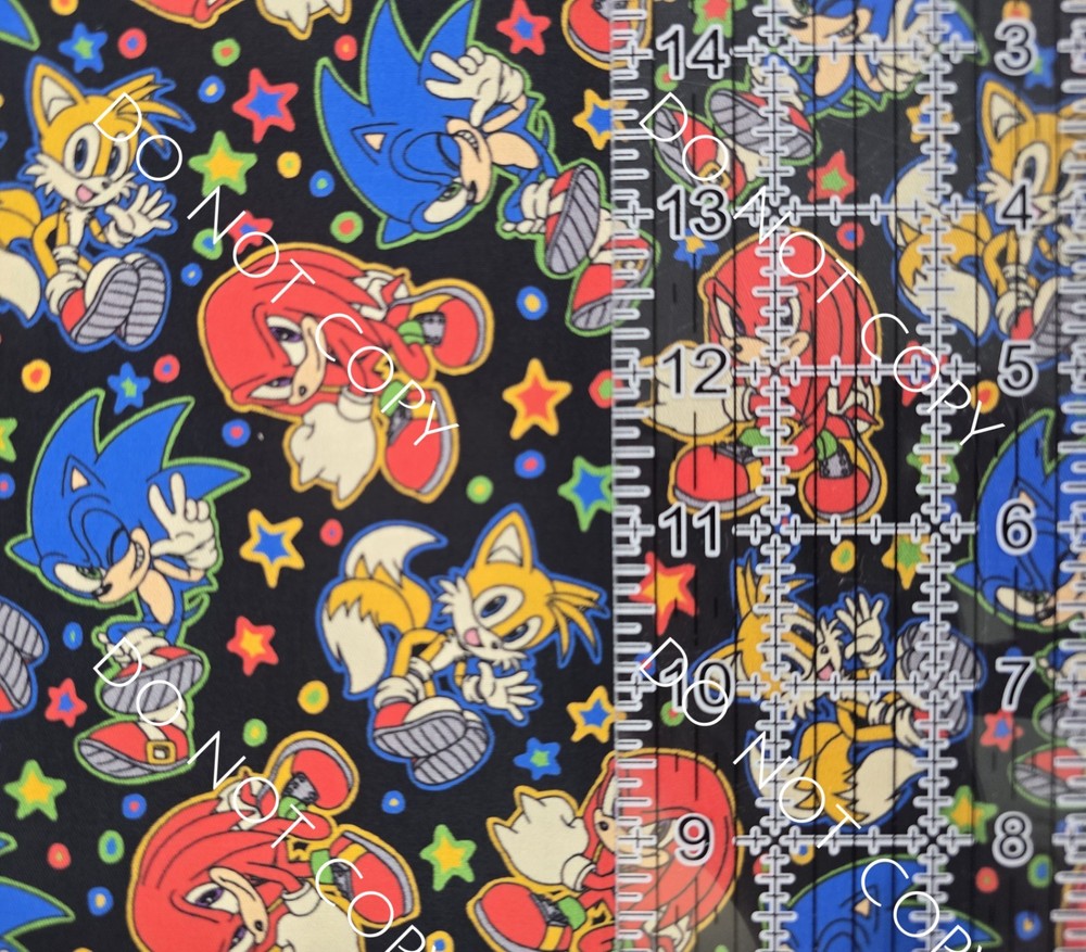 Custom 100% Cotton Woven Fabric Sonic The Hedgehog Video Game 1/4 Yard 9×56 V4