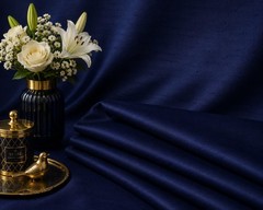 Midnight Blue Dupioni Faux Silk Fabric, Sewing & Upholstery fabric by the yard
