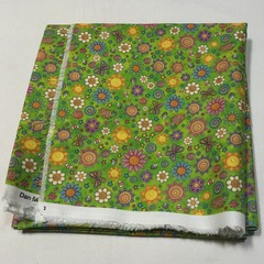 QT Fabrics Dan Morris 2021 Floral Sun Butterfly Green Fabric 44×76 Cotton Blend