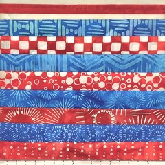 9 Fat Quarters Patriotic #2 Batik Lunn Fabric FQ Pack 100% Cotton Handmade Blue
