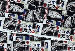 Star Wars Movie Millennium Falcon Red Blue Black Block Cotton Fabric YOU PICK