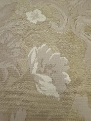 VTG Damask Floral Scroll Decorative Upholstery Fabric Textured Beige Gold 2 Yd