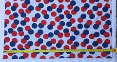 Vintage Retro Mid Century Modern Fabric Red Blue Polka Dot 45” Wide Atomic