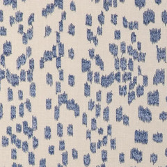 BRUNSCHWIG & FILS CURTAIN FABRIC Les Touches Embroidered 5.3 METRES CATON BLUE